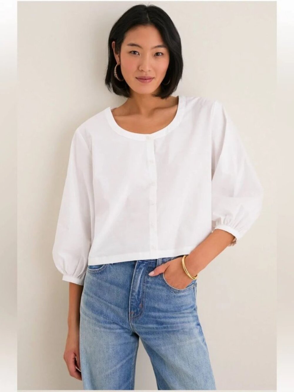 Tuckernuck white poplin Kennedi blouse; size large